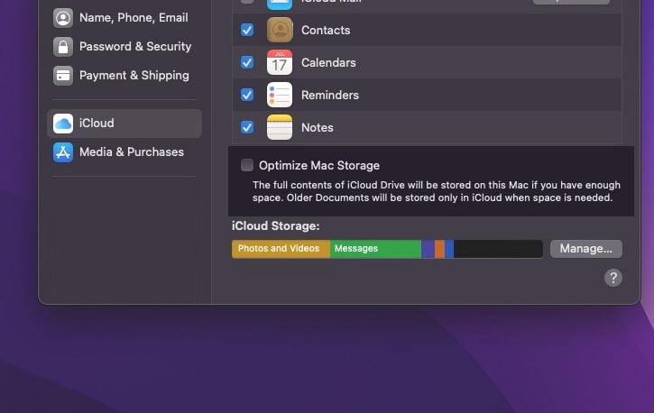 Optimize Mac Storage Setting