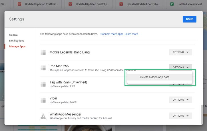 Remove Hidden Data in Google Drive