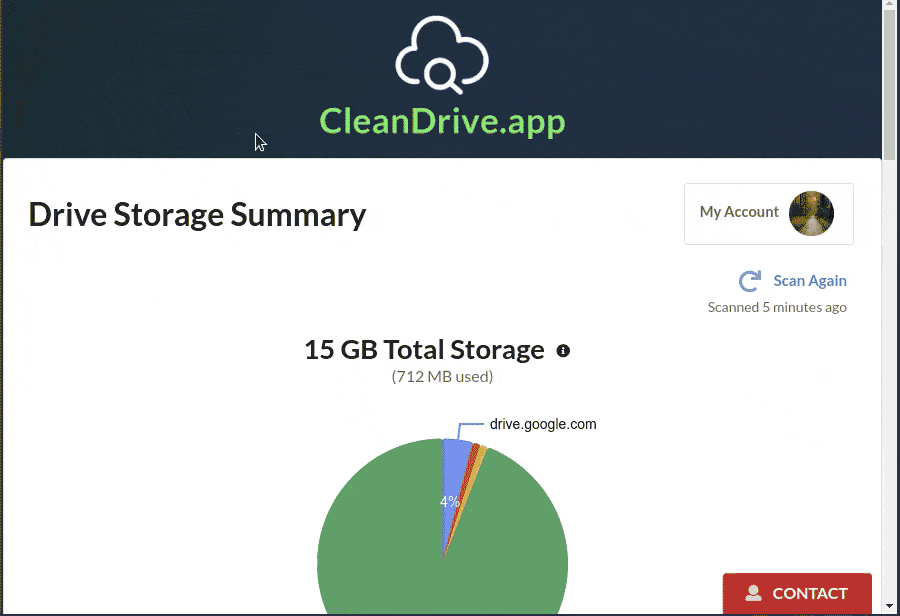 Animation showing how to bulk delete duplicate files in Google Drive.