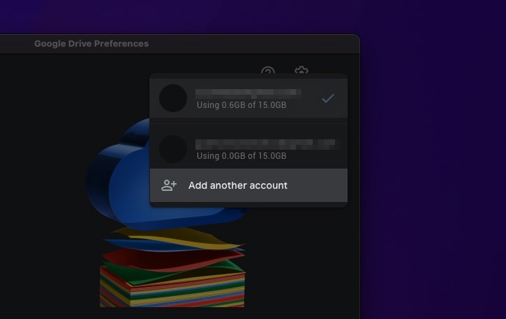 Add another account to Google Drive for Desktop