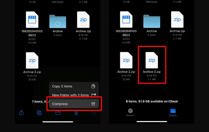 Compressing Files on iPhone