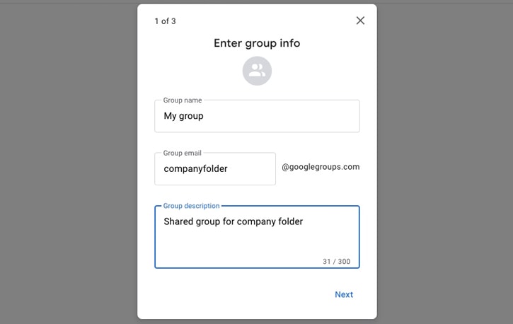 Create New Group