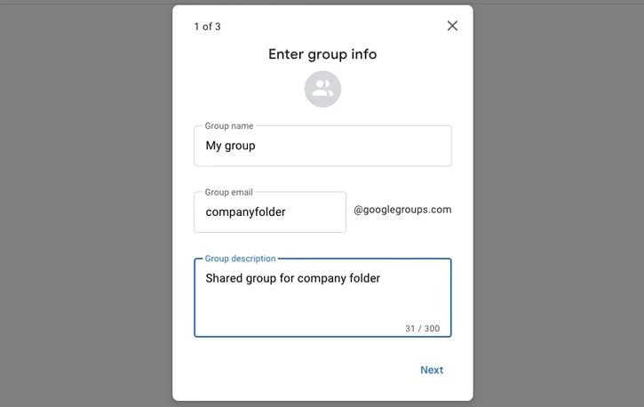 Create New Group