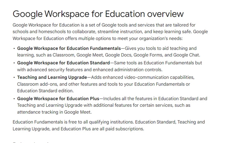 Workspace for Education Overview