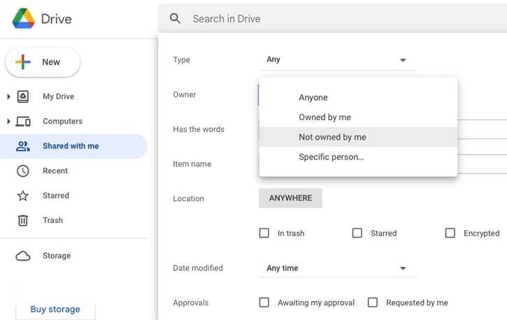 Drive Filter Settings and Ownership