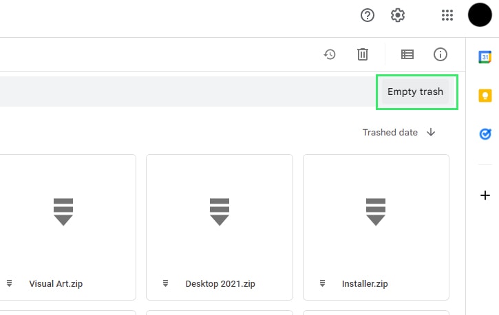 empty trash in Google Drive