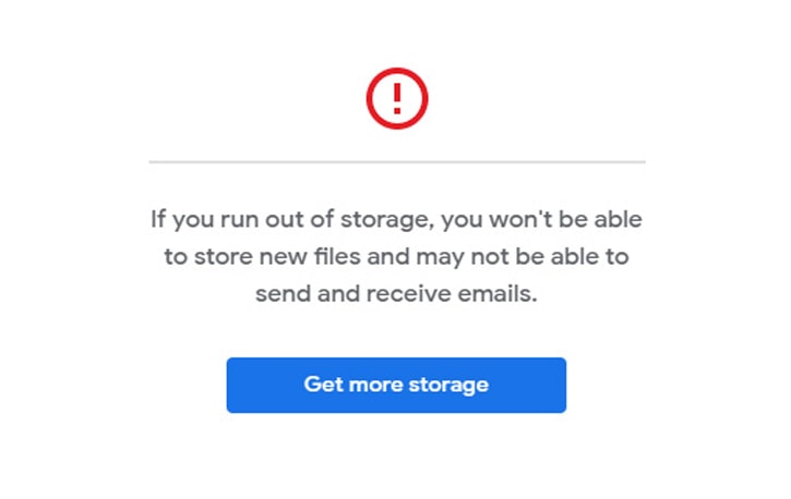 Error That Google Drive Storage is Full