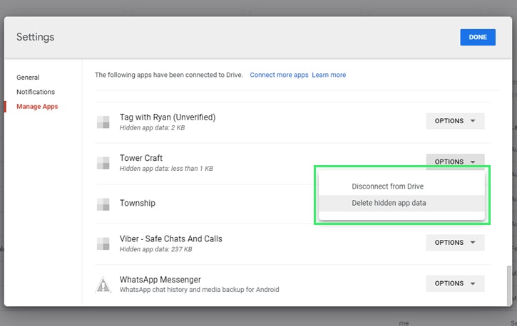 Hidden App Data in Google Drive