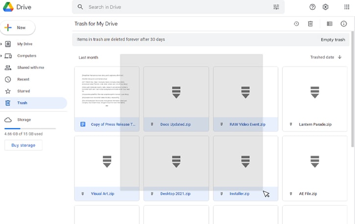Highlighting Multiple Files in Google Drive