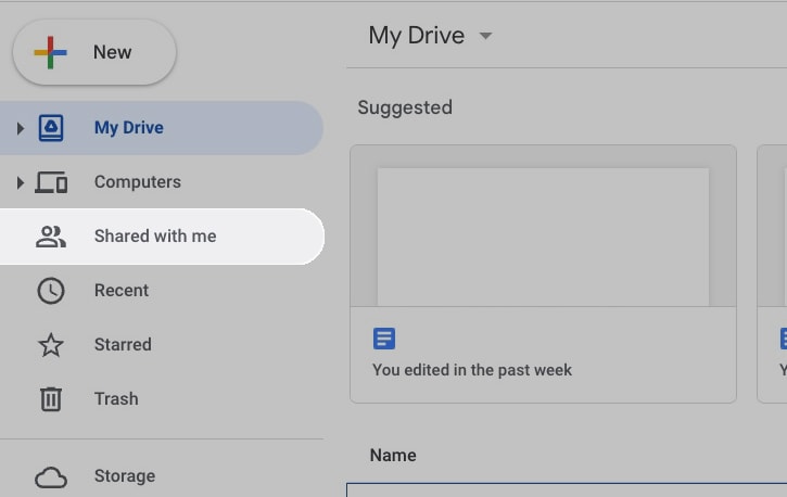 Shared with Me in Google Drive