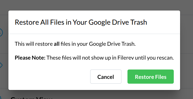 Restore all files in Google Drive Trash
