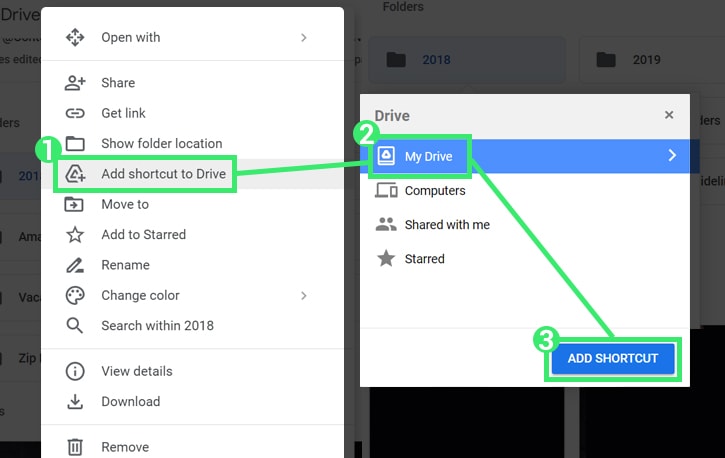 How to add a shortcut to Google Drive from Desktop Computer
