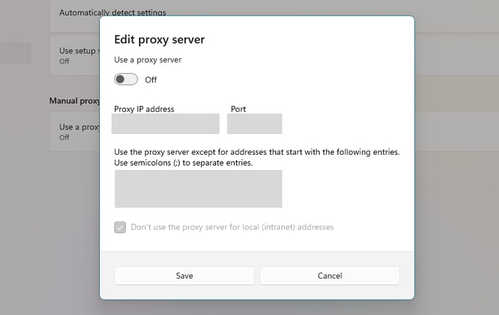 VPN and Proxy Settings