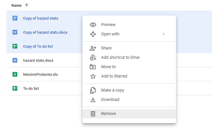 Manually Deleting Files in Google Drive