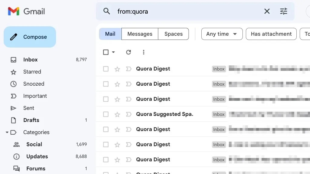 View gmail email by sender
