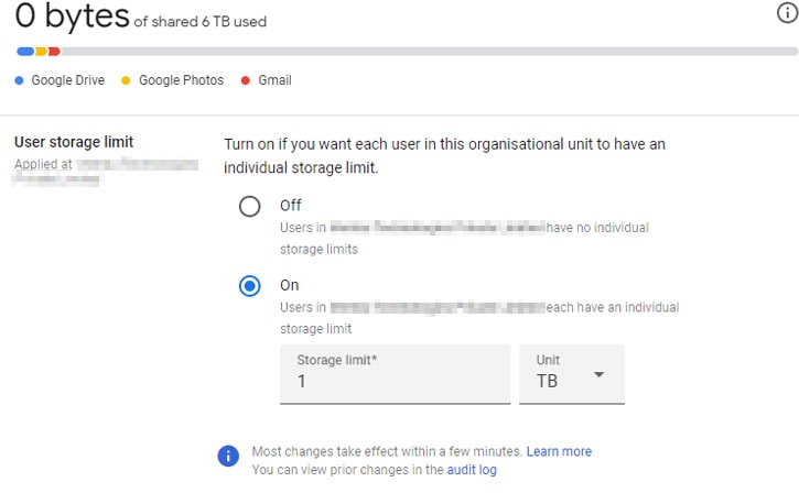Storage Limit By User