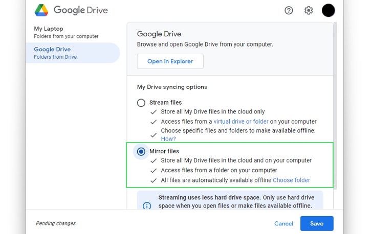 Mirroring Files in Google Drive