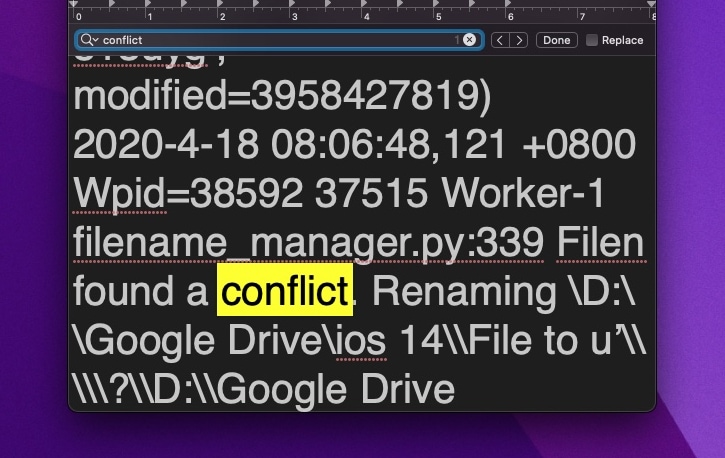 Conflict Example Log