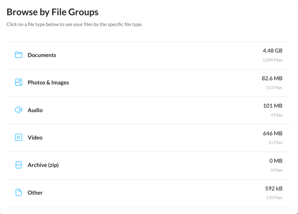 Browse File Groups for your Google Drive files
