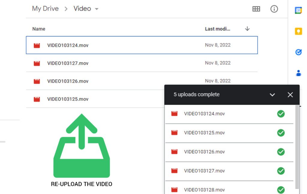 Reuploading Your Videos to Google Drive