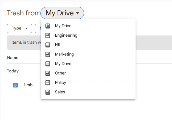 Empty Shared Drive Trash