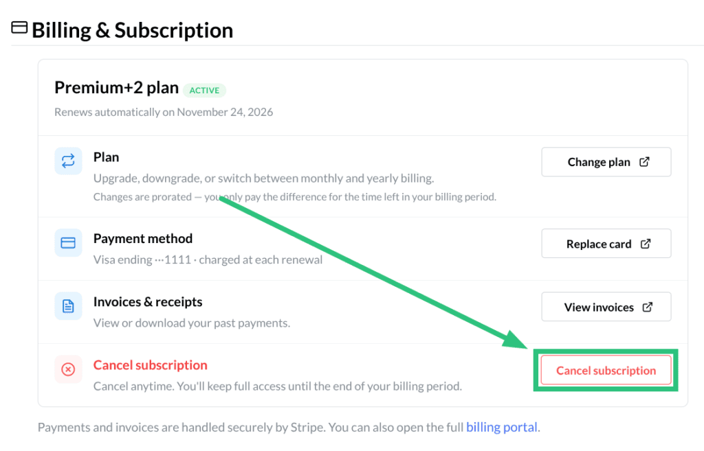 Cancel Filerev Subscription Button