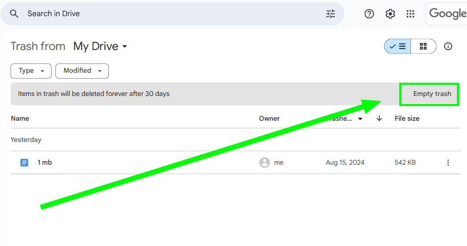 Empty Google Drive Trash