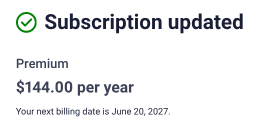subscription updated confirmation