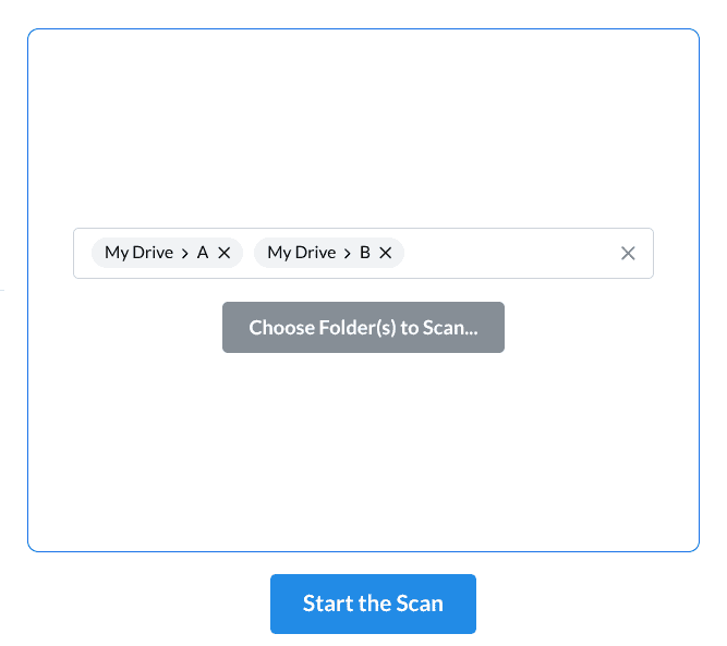 select two folders to scan for duplicates
