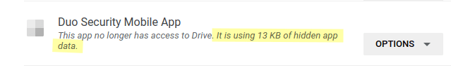 Specific app that is using storage in Google Drive