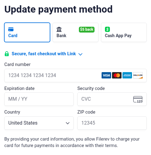 credit card details form