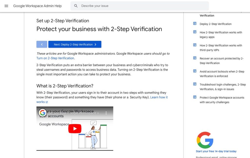 Two Step Verification on G Suite