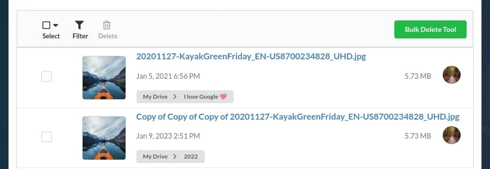 Duplicate files that are in different folders