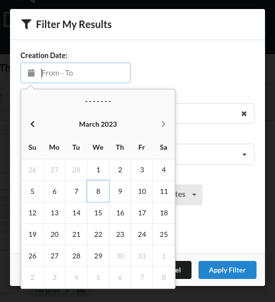 Filter Google Drive files by a date range