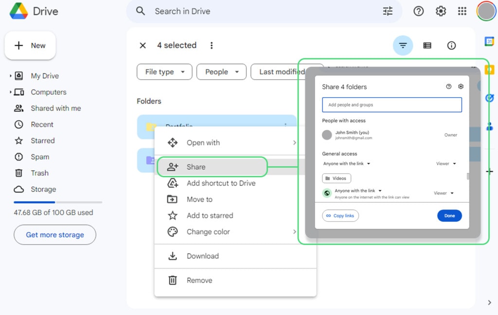 Share Button on Google Drive
