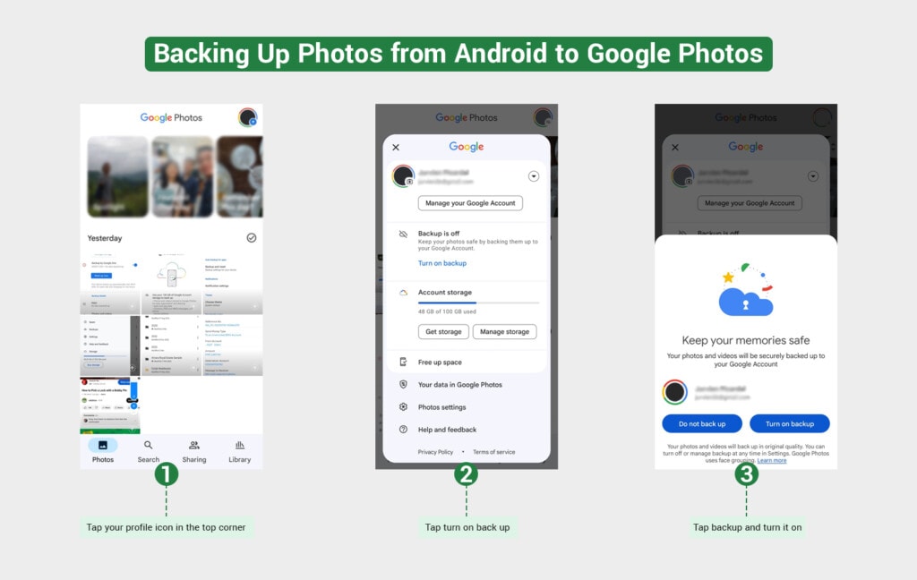 Steps to back up android photos to Google photos