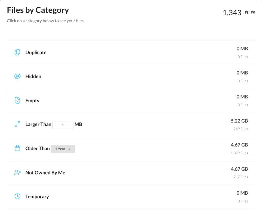 View Files by Category for the files in your Google Drive