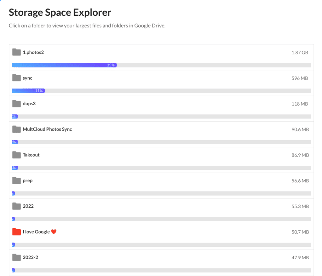 Google Drive Storage Space Explorer