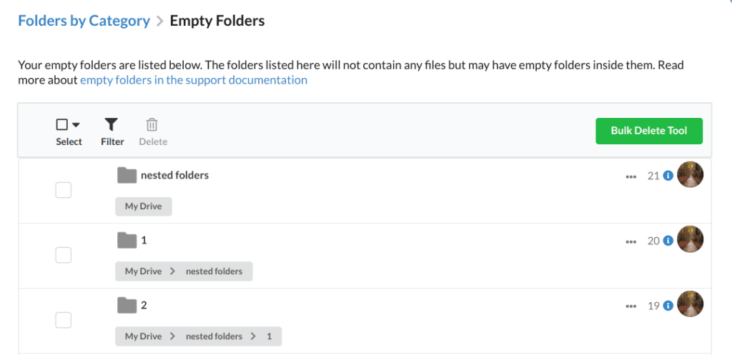 View your Google Drive empty folders