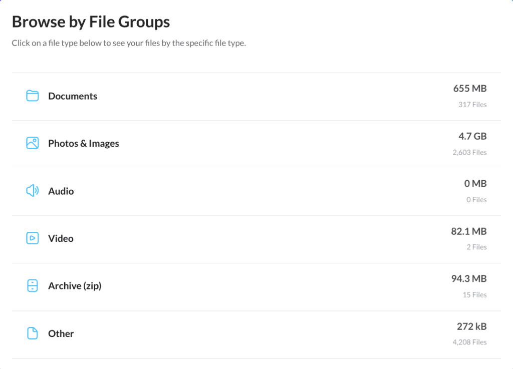 Browse your Google Drive files by file type