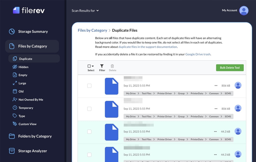 Filerev Duplicates