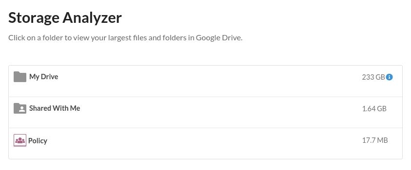 Storage Analyzer for Google Drive