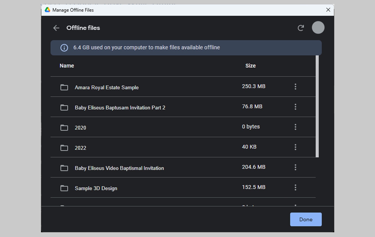 Google Drive Available Offline Files