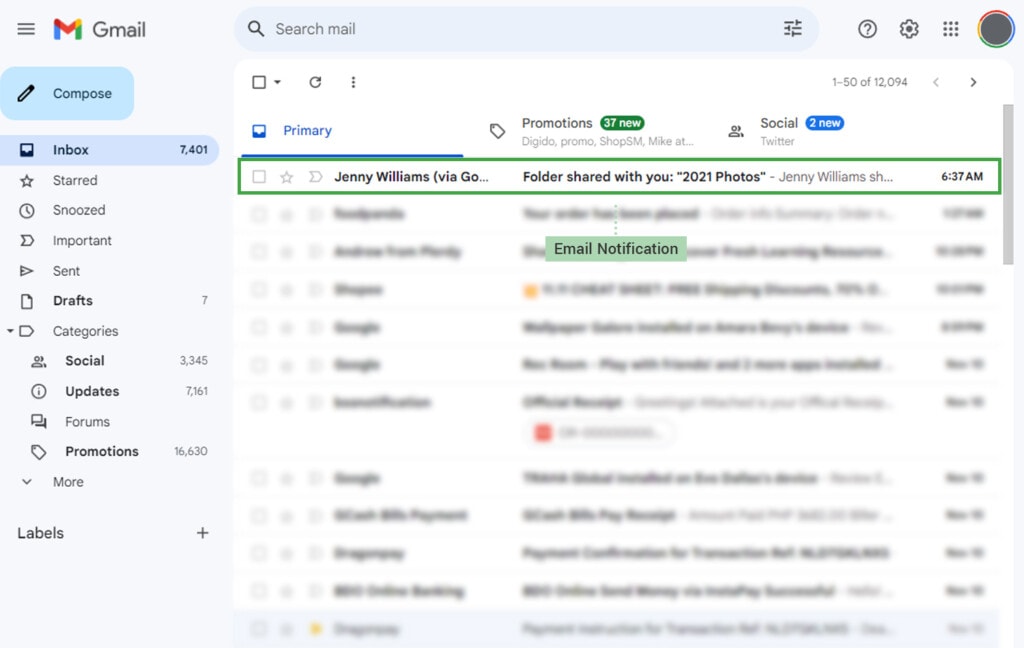 An Email Google Drive Notification