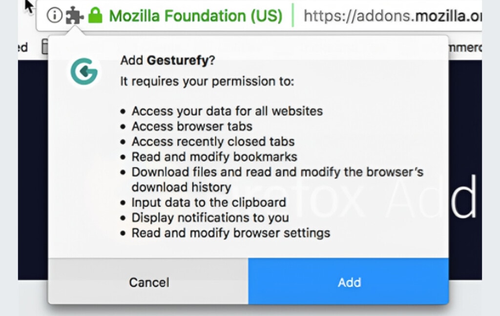 Firefox Extension Permission Requirements