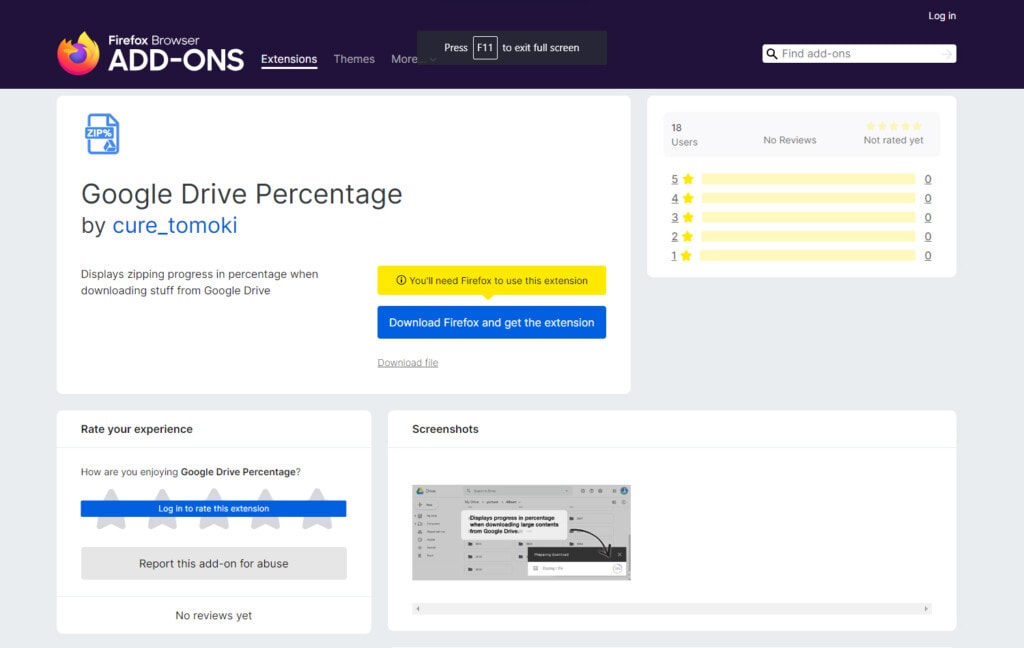 Google Drive Percentage