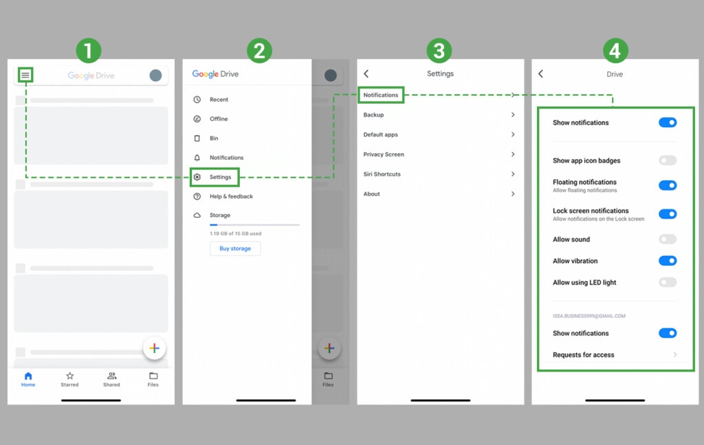 Managing Google Drive Notifications on iOS Devices