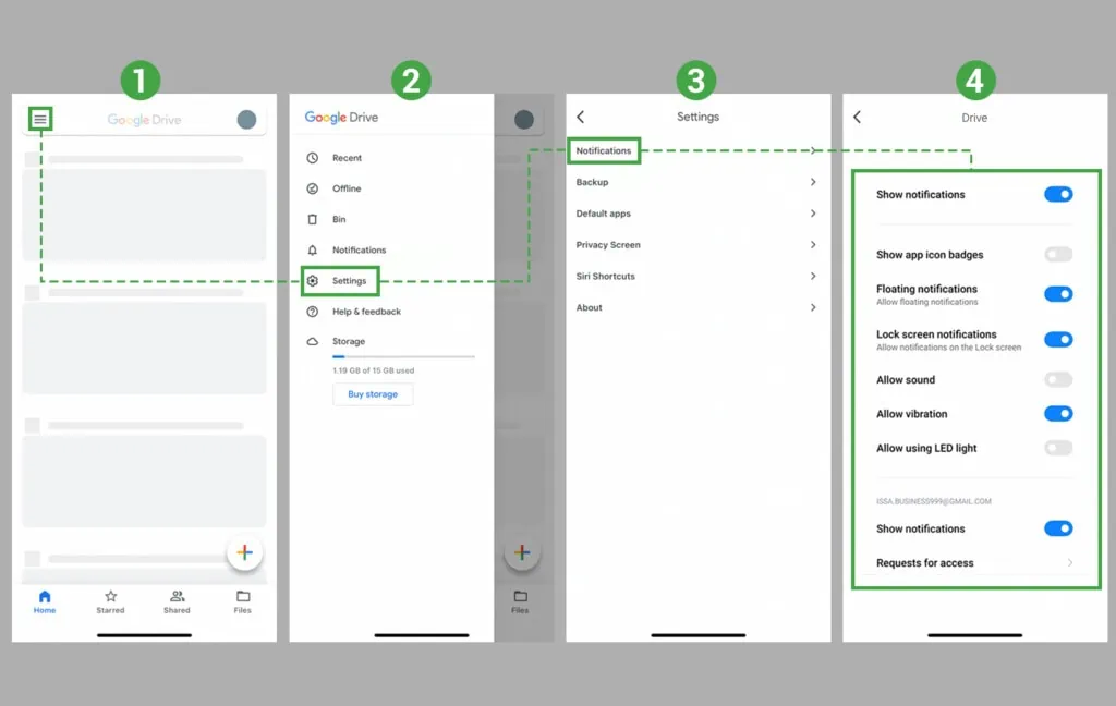 Managing Google Drive Notifications on iOS Devices