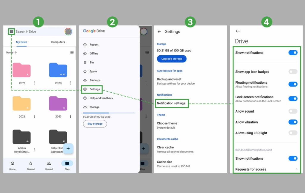 Managing Notifications for Google Drive on Android Devices