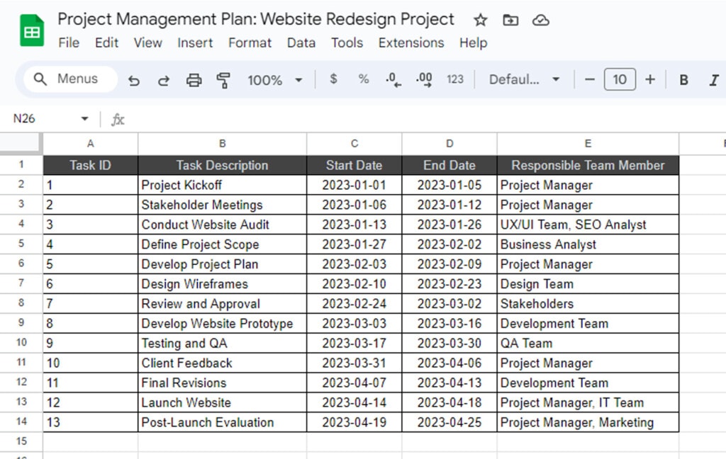 A Project Management Plan